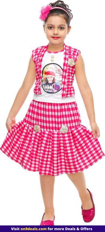 SBN Girls Pink & White Checked Cotton Dress