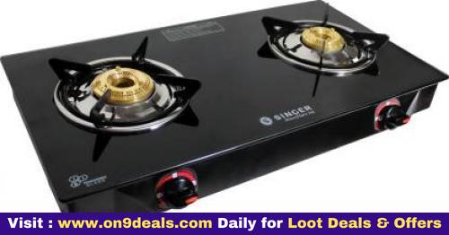 Singer SGS02GTNM Glass Manual 2 Burners Gas Stove 2 Years Warranty