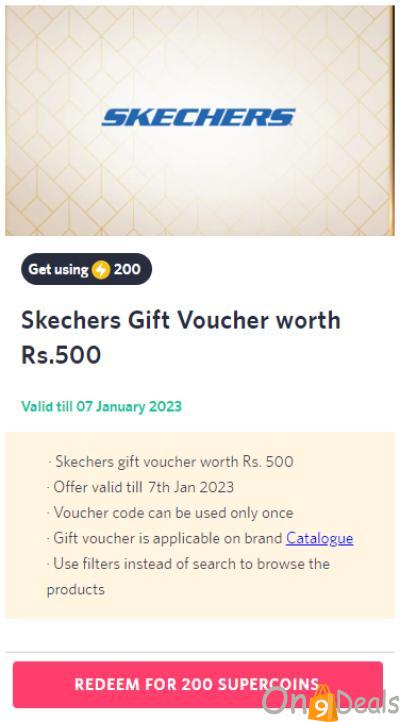 Skechers Brand Gift Voucher Worth Rs.500 For 200 Supercoins