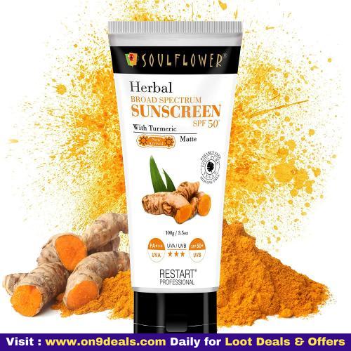 Soulflower Herbal Broad Spectrum Sunscreen SPF 50+ with Turmeric