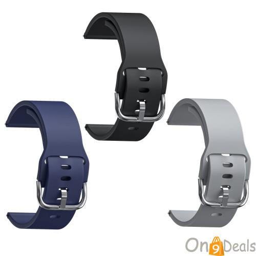Sounce Silicone Watch Strap With Metal Buckle Compatible Smart Watch & All Watches (Set Of 3)