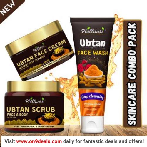 Phillauri Instant Glow Ultimate Ubtan Skin Care Kit Ubtan Face & Body Scrub, Face Wash Tube, Face Cream
