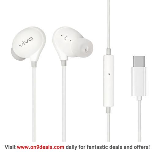 Vivo Original Wired Type C Earphones With Mic For Clear Calling, Powerful Audio,1.25M Cable Xe710