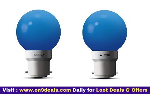 Wipro Glass Safelite N10004 B22 0.5-Watt Led Night Lamp (Pack Of 2, Blue)