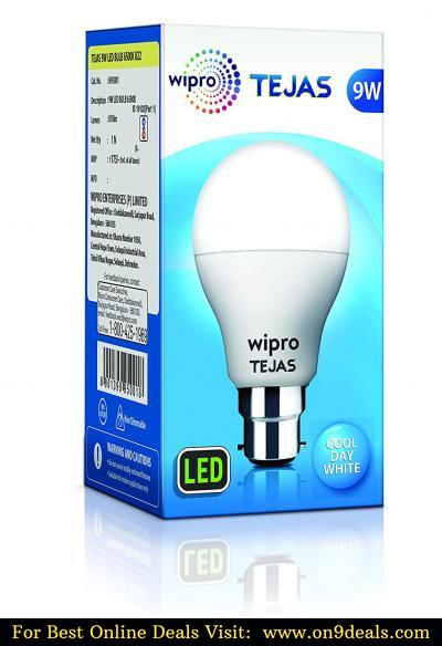 Wipro Polycarbonate Tejas Base B22 9-Watt Led Bulb (Pack Of 6, White)