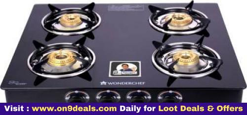 Wonderchef Ruby Black Cooktop Glass Manual 4 Burners Gas Stove