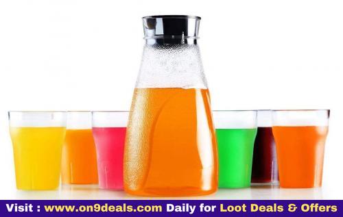 WSK Kitchen Tableware Jug 1.2 L Capacity and 6 Glass