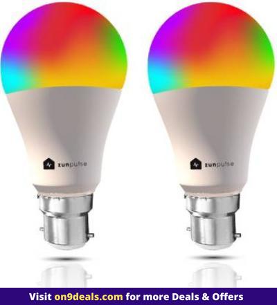 Zunpulse Wifi Enabled 10w 16 Million Colours B22 Round Led (pack Of 2) Smart Bulb